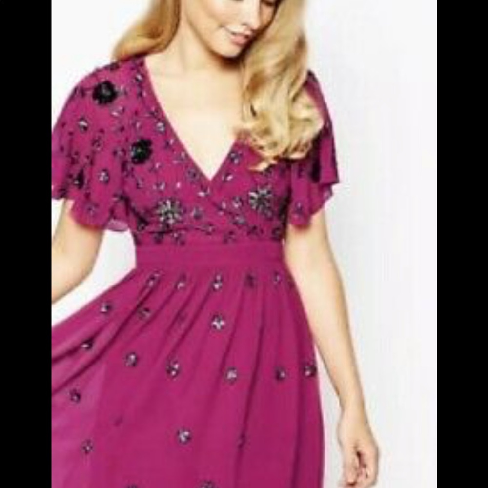 ASOS Frock & Frill pink embellished mini dress